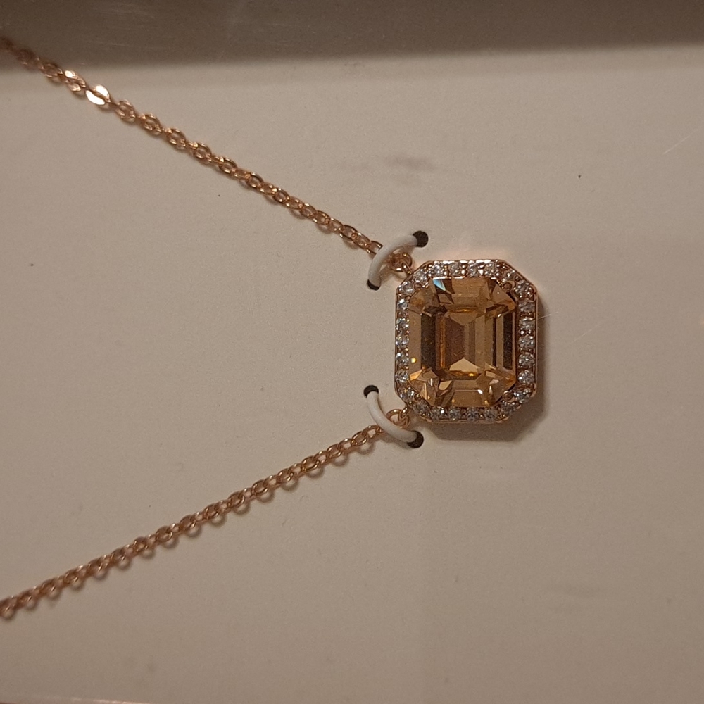 14 KT Gold Flash Plated Genuine Crystal Necklace